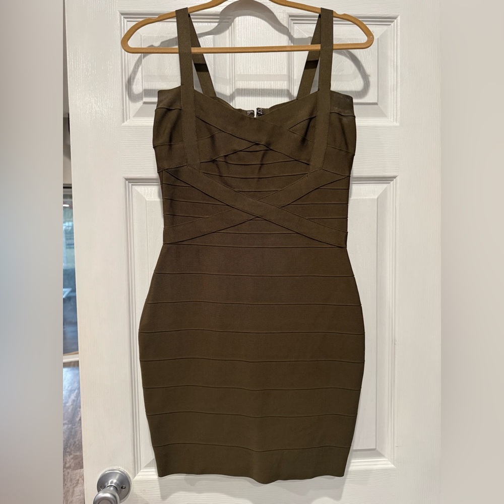 Elegant Olive Green Bandage Dress